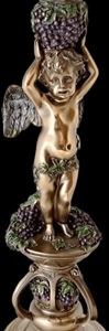 Top af 5-lys kandelaber: Blomsterformede lysestager i patineret bronze Art Nouveau design